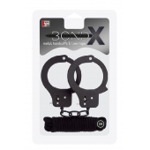 Чёрные наручники из листового металла в комплекте с веревкой BONDX METAL CUFFS LOVE ROPE SET - Dream Toys - купить с доставкой в Туле