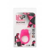 Розовое эрекционное кольцо с щеточкой LIT-UP SILICONE STIMU RING 5 - Dream Toys - в Туле купить с доставкой