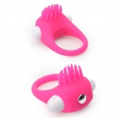 Розовое эрекционное кольцо с щеточкой LIT-UP SILICONE STIMU RING 5 - Dream Toys - в Туле купить с доставкой
