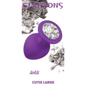 Большая фиолетовая анальная пробка Emotions Cutie Large с прозрачным кристаллом - 10 см. - Lola Games - купить с доставкой в Туле