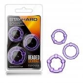 Набор из 3 фиолетовых эрекционных колец Stay Hard Beaded Cockrings - Blush Novelties - в Туле купить с доставкой