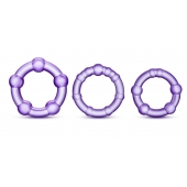 Набор из 3 фиолетовых эрекционных колец Stay Hard Beaded Cockrings - Blush Novelties - в Туле купить с доставкой