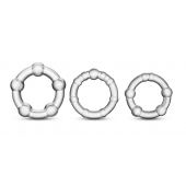Набор из 3 прозрачных эрекционных колец Stay Hard Beaded Cockrings - Blush Novelties - в Туле купить с доставкой