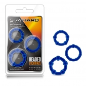 Набор из 3 синих эрекционных колец Stay Hard Beaded Cockrings - Blush Novelties - в Туле купить с доставкой