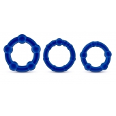 Набор из 3 синих эрекционных колец Stay Hard Beaded Cockrings - Blush Novelties - в Туле купить с доставкой