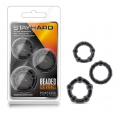 Набор из 3 чёрных эрекционных колец Stay Hard Beaded Cockrings - Blush Novelties - в Туле купить с доставкой