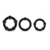 Набор из 3 чёрных эрекционных колец Stay Hard Beaded Cockrings - Blush Novelties - в Туле купить с доставкой