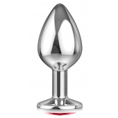 Большая серебристая анальная пробка Diamond Red Sparkle Large с красным кристаллом - 8 см. - Lola Games - купить с доставкой в Туле