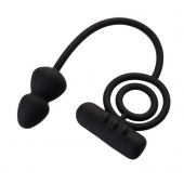 Чёрное эрекционное кольцо с вибропулькой и анальным хвостом - Erotist Adult Toys - в Туле купить с доставкой