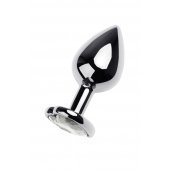 Серебристая анальная пробка с прозрачным кристаллом-сердцем - 8 см. - ToyFa - купить с доставкой в Туле