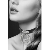 Черный чокер с двумя кольцами - Bijoux Pour Toi - купить с доставкой в Туле