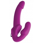 Ярко-розовый безремневой вибрострапон Evoke Vibrating Strapless Silicone Strap-on Dildo - XR Brands - купить с доставкой в Туле