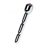 Серебристый уретральный плаг со стразом - 7 см. - ToyFa - купить с доставкой в Туле