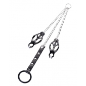 Черно-серебристые зажимы для сосков с кольцом для пениса TOYFA Metal - ToyFa - купить с доставкой в Туле