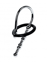 Серебристый уретральный плаг-бусины TOYFA Metal с мягким фиксириющим кольцом - ToyFa - купить с доставкой в Туле