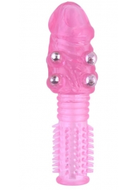 Стимулирующая розовая насадка с шишечками и шипами - 13,5 см. - Toyfa Basic - в Туле купить с доставкой