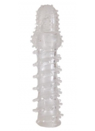 Прозрачная, закрытая насадка с шипами и точками - 13,5 см. - Toyfa Basic - в Туле купить с доставкой