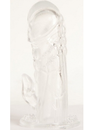 Прозрачная гелевая насадка с клиторальным отростком - 13 см. - Toyfa Basic - в Туле купить с доставкой