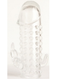 Гелевая прозрачная насадка с 2 отростками - 13 см. - Toyfa Basic - в Туле купить с доставкой