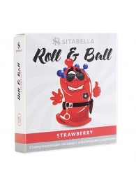 Стимулирующий презерватив-насадка Roll   Ball Strawberry - Sitabella - купить с доставкой в Туле