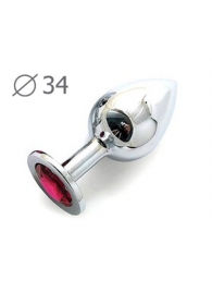 Коническая серебристая анальная втулка с малиновым кристаллом - 8,2 см. - Anal Jewelry Plug - купить с доставкой в Туле