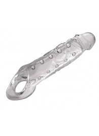 Прозразная закрытая насадка на пенис с поддержкой мошонки Clearly Ample Penis Enhancer - 22 см. - XR Brands - в Туле купить с доставкой