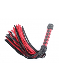 Черно-красная клеть с плетеной ручкой с ромбовидным узором - 45 см. - БДСМ Арсенал - купить с доставкой в Туле