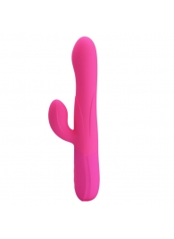 Розовый вибратор Douglas с клиторальным отростком и функцией расширения - 24,9 см. - Baile