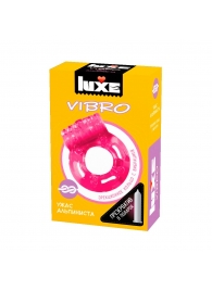 Розовое эрекционное виброкольцо Luxe VIBRO  Ужас Альпиниста  + презерватив - Luxe - в Туле купить с доставкой