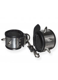 Серебристо-черные наручники с шипами и металлическим блеском - Sitabella - купить с доставкой в Туле