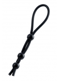 Черное лассо на пенис с тремя бусинами - A-toys - в Туле купить с доставкой