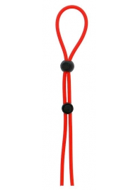 Красное лассо на пенис с двумя бусинами STRETCHY LASSO CAGE - Dream Toys - в Туле купить с доставкой