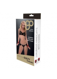 Красно-чёрные наручники на металлической цепочке - Blush Novelties - купить с доставкой в Туле