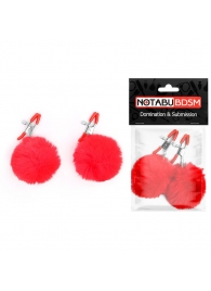 Зажимы для сосков с красным пушком - Notabu - купить с доставкой в Туле