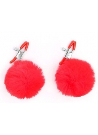 Зажимы для сосков с красным пушком - Notabu - купить с доставкой в Туле