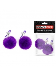 Зажимы для сосков с фиолетовым пушком - Notabu - купить с доставкой в Туле