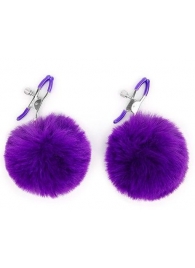 Зажимы для сосков с фиолетовым пушком - Notabu - купить с доставкой в Туле