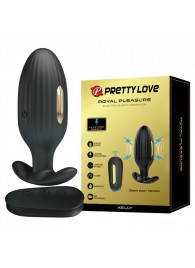 Черная анальная вибропробка с электростимуляцией и пультом ДУ Royal Pleasure - 9,2 см. - Baile - купить с доставкой в Туле