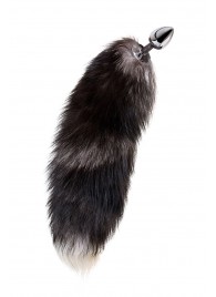 Серебристая металлическая анальная втулка с хвостом чернобурой лисы - размер S - ToyFa - купить с доставкой в Туле