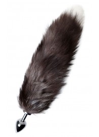 Серебристая металлическая анальная втулка с хвостом чернобурой лисы - размер S - ToyFa - купить с доставкой в Туле