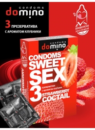 Презервативы для орального секса DOMINO Sweet Sex с ароматом клубничного коктейля  - 3 шт. - Domino - купить с доставкой в Туле