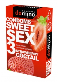 Презервативы для орального секса DOMINO Sweet Sex с ароматом клубничного коктейля  - 3 шт. - Domino - купить с доставкой в Туле