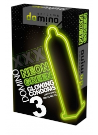 Презервативы DOMINO Neon Green со светящимся в темноте кончиком - 3 шт. - Domino - купить с доставкой в Туле