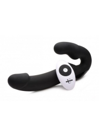 Черный безремневой страпон Urge Silicone Strap On с пультом ДУ - 24 см. - XR Brands - купить с доставкой в Туле