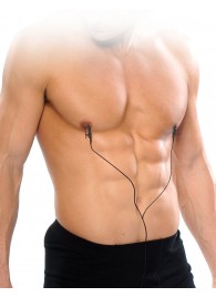 Черные электрические зажимы для сосков Shock Therapy Nipple Clamps - Pipedream - купить с доставкой в Туле