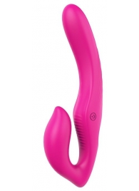 Ярко-розовый безремневой страпон REMOTE DOUBLE DIPPER - 22 см. - Dream Toys - купить с доставкой в Туле