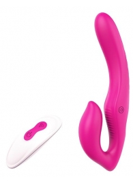 Ярко-розовый безремневой страпон REMOTE DOUBLE DIPPER - 22 см. - Dream Toys - купить с доставкой в Туле
