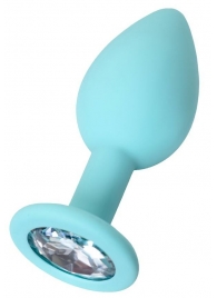 Мятная анальная пробка с прозрачным кристаллом Brilliant - 7 см. - ToyFa - купить с доставкой в Туле