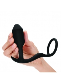 Черное эрекционное кольцо с анальным плагом Snug   Tug - b-Vibe - в Туле купить с доставкой