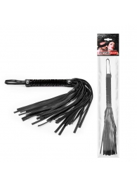 Черная гладкая плеть-флоггер с ручкой - 40 см. - Notabu - купить с доставкой в Туле